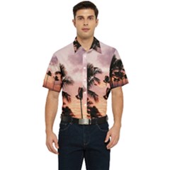 Palm Trees Men s Short Sleeve Pocket Shirt 