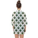 Weed at white, ganja leafs pattern, 420 hemp regular theme Half Sleeve Chiffon Kimono View2