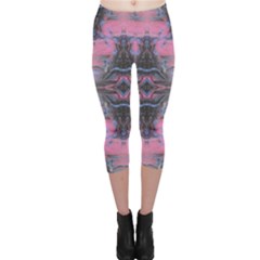 Grey Pink Module  Capri Leggings 