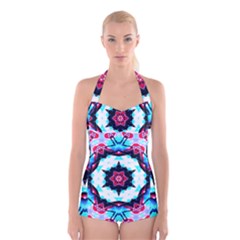 Raspberry Boyleg Halter Swimsuit  by LW323