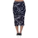 Black And White Grunge Abstract Print Velvet Midi Pencil Skirt View2
