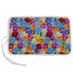 Pansies  Watercolor Flowers Pen Storage Case (s) by SychEva