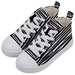 Zebra Stripes, Black And White Asymmetric Lines, Wildlife Pattern Kids  Mid-top Canvas Sneakers by Casemiro
