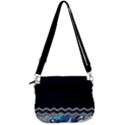 Blue Ocean Minimal Liquid Painting Saddle Handbag View3