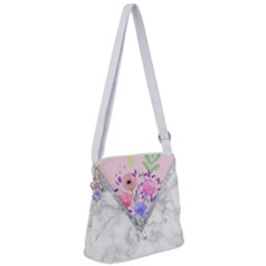Minimal Pink Floral Marble A Zipper Messenger Bag by gloriasanchez