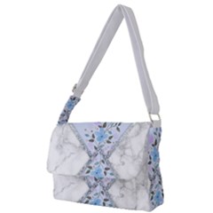 Minimal Silver Blue Marble Bouquet A Full Print Messenger Bag (l) by gloriasanchez