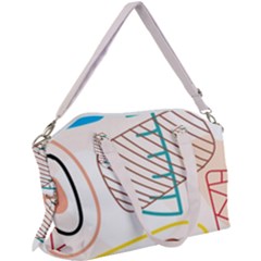 Pastel Abstract Pattern With Beige, Coffee Color Strap Canvas Crossbody Bag