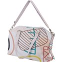 Pastel abstract pattern with beige, coffee color strap Canvas Crossbody Bag View2