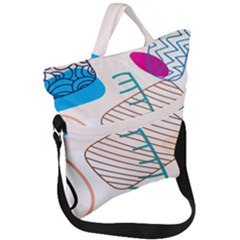 Pastel Abstract Pattern With Beige, Coffee Color Strap Fold Over Handle Tote Bag by Casemiro