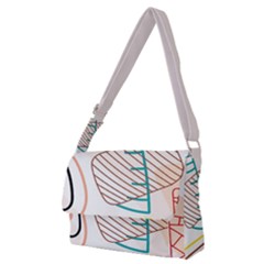 Pastel Abstract Pattern With Beige, Coffee Color Strap Full Print Messenger Bag (m)