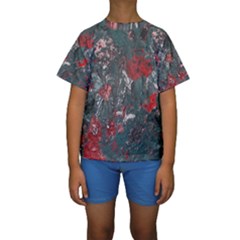 Multicolored Surface Texture Print Kids  Short Sleeve Swimwear