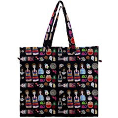 Drawing Collage Black Canvas Travel Bag
