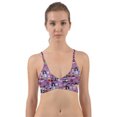 Drawing Collage Purple Wrap Around Bikini Top