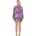 Drawing Collage Purple Long Sleeve Satin Robe View2
