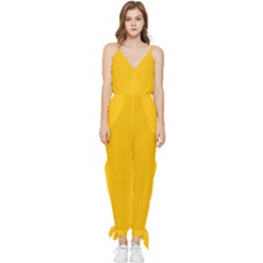 Amber Orange Sleeveless Tie Ankle Jumpsuit