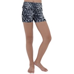 Black And White Modern Abstract Design Kids  Lightweight Velour Yoga Shorts by dflcprintsclothing