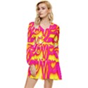 Pop Art Love Graffiti Tiered Long Sleeve Mini Dress View1