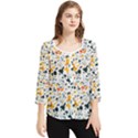 Abstract Seamless Pattern Chiffon Quarter Sleeve Blouse View1