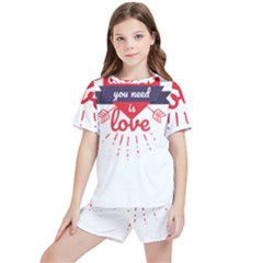 All You Need Is Love Kids  Tee And Sports Shorts Set by DinzDas