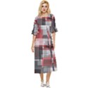 Abstract tiles, mixed color paint splashes, altered Double Cuff Midi Dress View1
