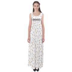 Cute Bunnies And Carrots Pattern, Light Colored Theme Empire Waist Maxi Dress