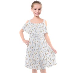 Cute Bunnies And Carrots Pattern, Light Colored Theme Kids  Cut Out Shoulders Chiffon Dress
