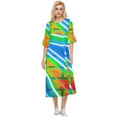 Pop Art Neon Wall Double Cuff Midi Dress