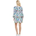 Blue Floral Stripes Tiered Long Sleeve Mini Dress View2