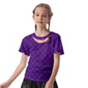 Purple, black and yellow color plaid, retro tartan pattern Kids  Front Cut Tee View2