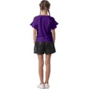 Purple, black and yellow color plaid, retro tartan pattern Kids  Cut Out Flutter Sleeves View2