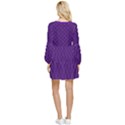 Purple, black and yellow color plaid, retro tartan pattern Tiered Long Sleeve Mini Dress View2