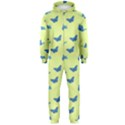 Blue butterflies at lemon yellow, nature themed pattern Hooded Jumpsuit (Men)  View1