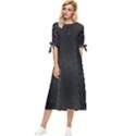 Black And White Kinetic Design Pattern Bow Sleeve Chiffon Midi Dress View1