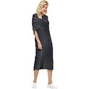 Black And White Kinetic Design Pattern Bow Sleeve Chiffon Midi Dress View3