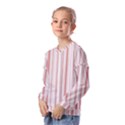 Salmon And Grey Linear Design Kids  Long Sleeve Tee with Frill  View2