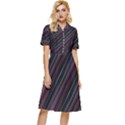 Dark Multicolored Striped Print Design Dark Multicolored Striped Print Design Button Top Knee Length Dress View1