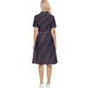 Dark Multicolored Striped Print Design Dark Multicolored Striped Print Design Button Top Knee Length Dress View2