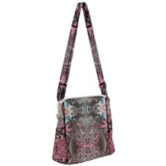 Marbling Arabesque Zipper Messenger Bag