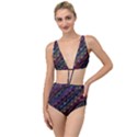 Dark Multicolored Mosaic Pattern Tied Up Two Piece Swimsuit View1