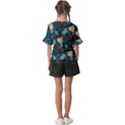 Tropical Autumn Leaves Kids  V-Neck Horn Sleeve Blouse View2