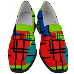 Colorful Rectangle Boxes Women s Chunky Heel Loafers