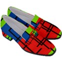 Colorful Rectangle boxes Women s Chunky Heel Loafers View3