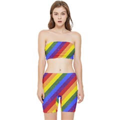 Lgbt Pride Motif Flag Pattern 1 Stretch Shorts And Tube Top Set