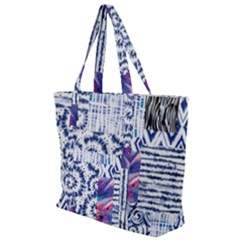 Blue Pastel Print Zip Up Canvas Bag by designsbymallika
