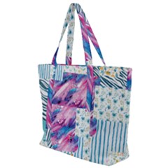 Blue Wavespastel Zip Up Canvas Bag by designsbymallika