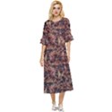 Warm Abstract Surface Print Double Cuff Midi Dress View1