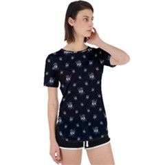 Black And White Funny Monster Print Pattern Perpetual Short Sleeve T-shirt