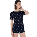 Black And White Funny Monster Print Pattern Perpetual Short Sleeve T-Shirt View1