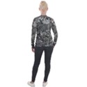 Grey And White Grunge Camouflage Abstract Print Velvet Zip Up Jacket View2