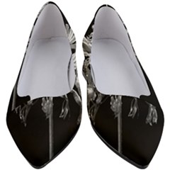 Black And White Lilies Botany Motif Print Women s Block Heels 